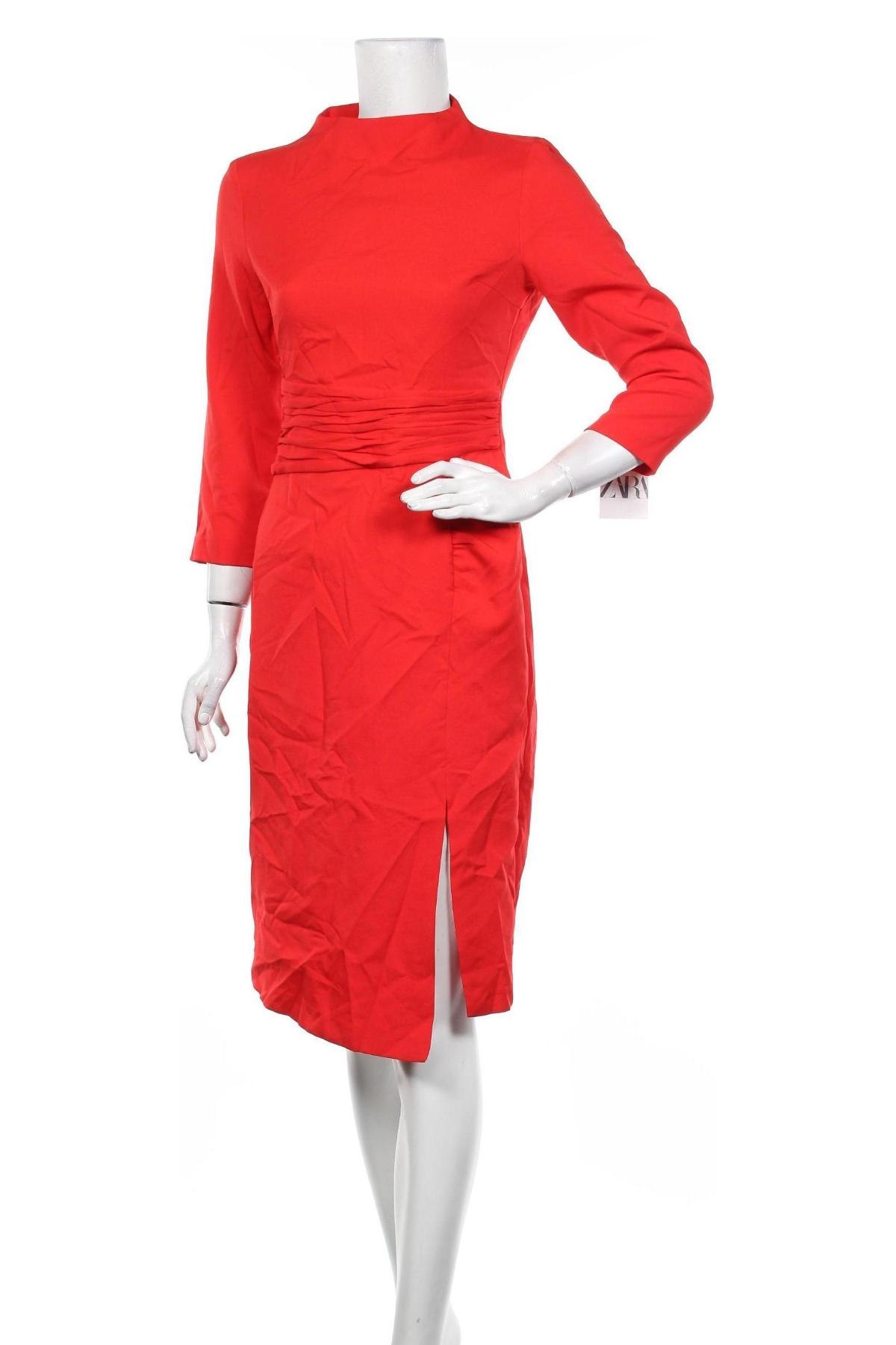 Šaty  Zara, Velikost M, Barva Červená, 93% polyester, 7% elastan, Cena  457,00 Kč