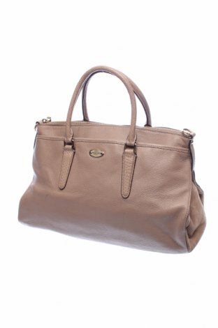 Дамска чанта Coach, Цвят Бежов, Естествена кожа, естествен велур, Цена 258,00 лв.