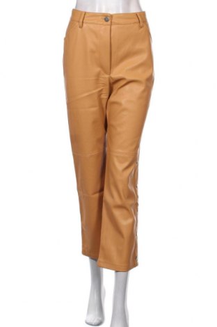 Дамски кожен панталон NA-KD, Размер S, Цвят Жълт, Цена 27,37 лв.