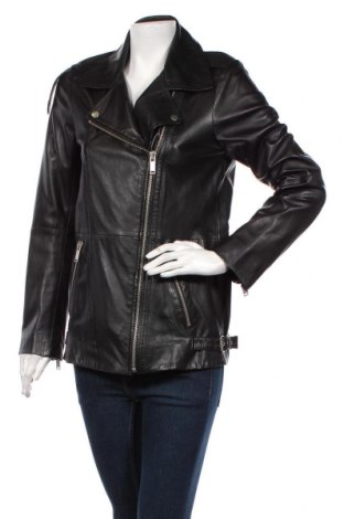 Дамско кожено яке Zara, Размер M, Цвят Черен, Естествена кожа, Цена 143,00 лв.