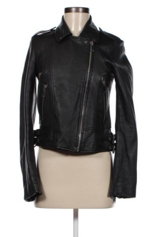Дамско кожено яке Zara, Размер XS, Цвят Черен, Естествена кожа, Цена 143,00 лв.