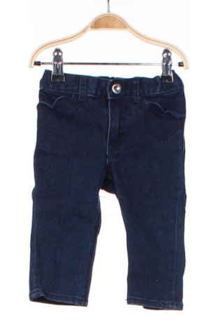 Dětské džíny  H&M, Velikost 9-12m/ 74-80 cm, Barva Modrá, 65% bavlna, 17% polyester, 16% viskóza, 2% elastan, Cena  351,00 Kč