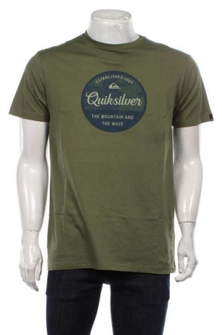 Мъжка тениска Quiksilver, Размер M, Цвят Зелен, Памук, Цена 37,26 лв.