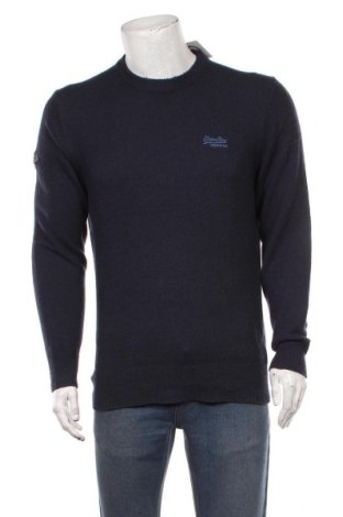 Мъжки пуловер Superdry, Размер L, Цвят Син, 60% вълна, 40% полиамид, Цена 75,00 лв.
