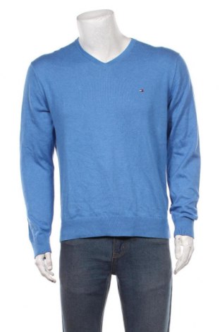 Мъжки пуловер Tommy Hilfiger, Размер L, Цвят Син, 90% памук, 10% коприна, Цена 97,00 лв.