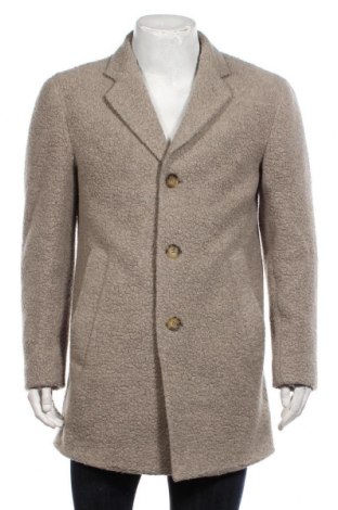 Мъжко палто Oscar Jacobson, Размер M, Цвят Бежов, 64% вълна, 23% полиамид, 8% полиестер, 5% други тъкани, Цена 379,60 лв.