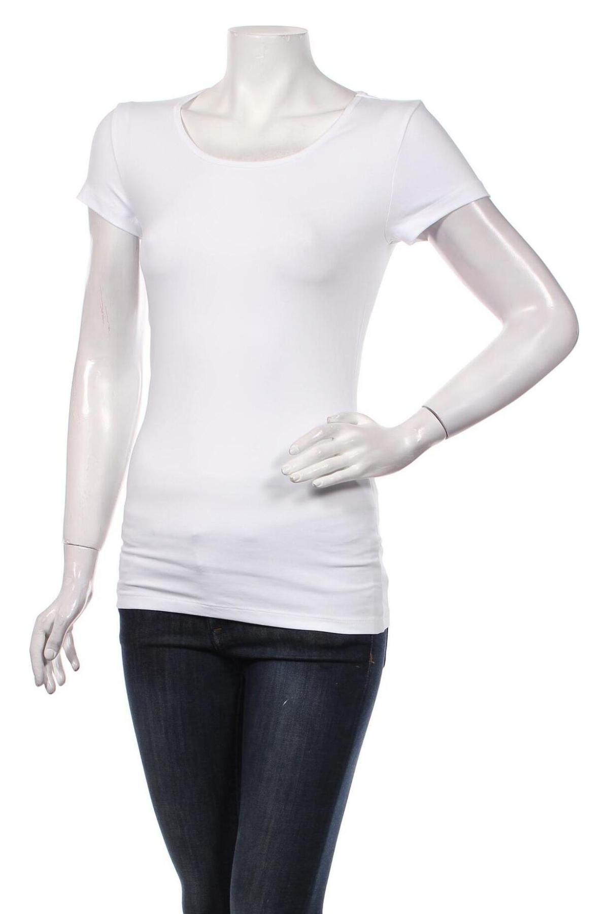 Γυναικείο t-shirt ONLY, Μέγεθος S, Χρώμα Λευκό, 95% βαμβάκι, 5% ελαστάνη, Τιμή 7,09 €
