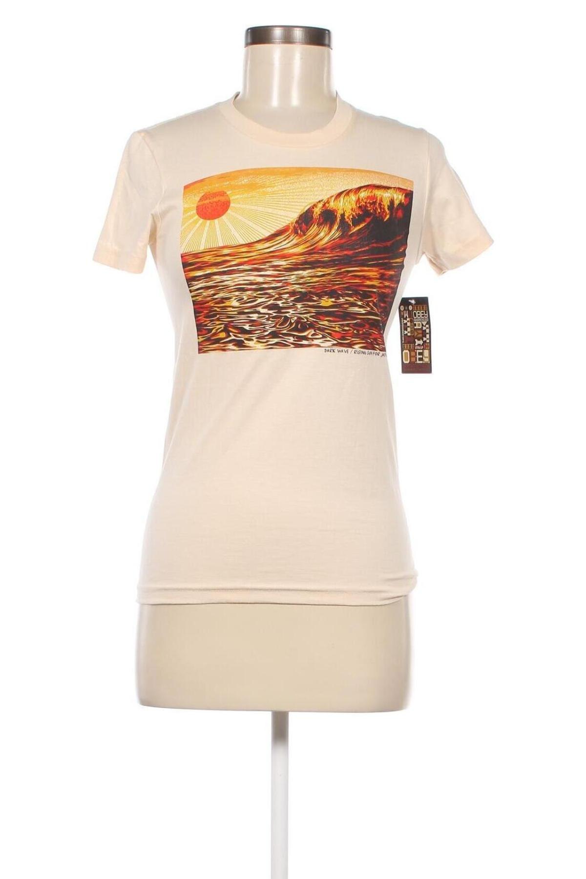 Γυναικείο t-shirt Obey, Μέγεθος XS, Χρώμα  Μπέζ, Τιμή 29,90 €