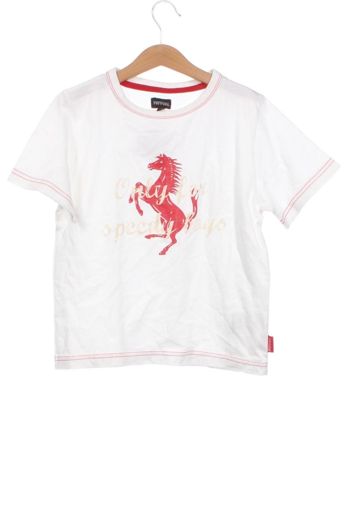Детска тениска Ferrari, Размер 7-8y/ 128-134 см, Цвят Бял, Цена 31,00 лв.