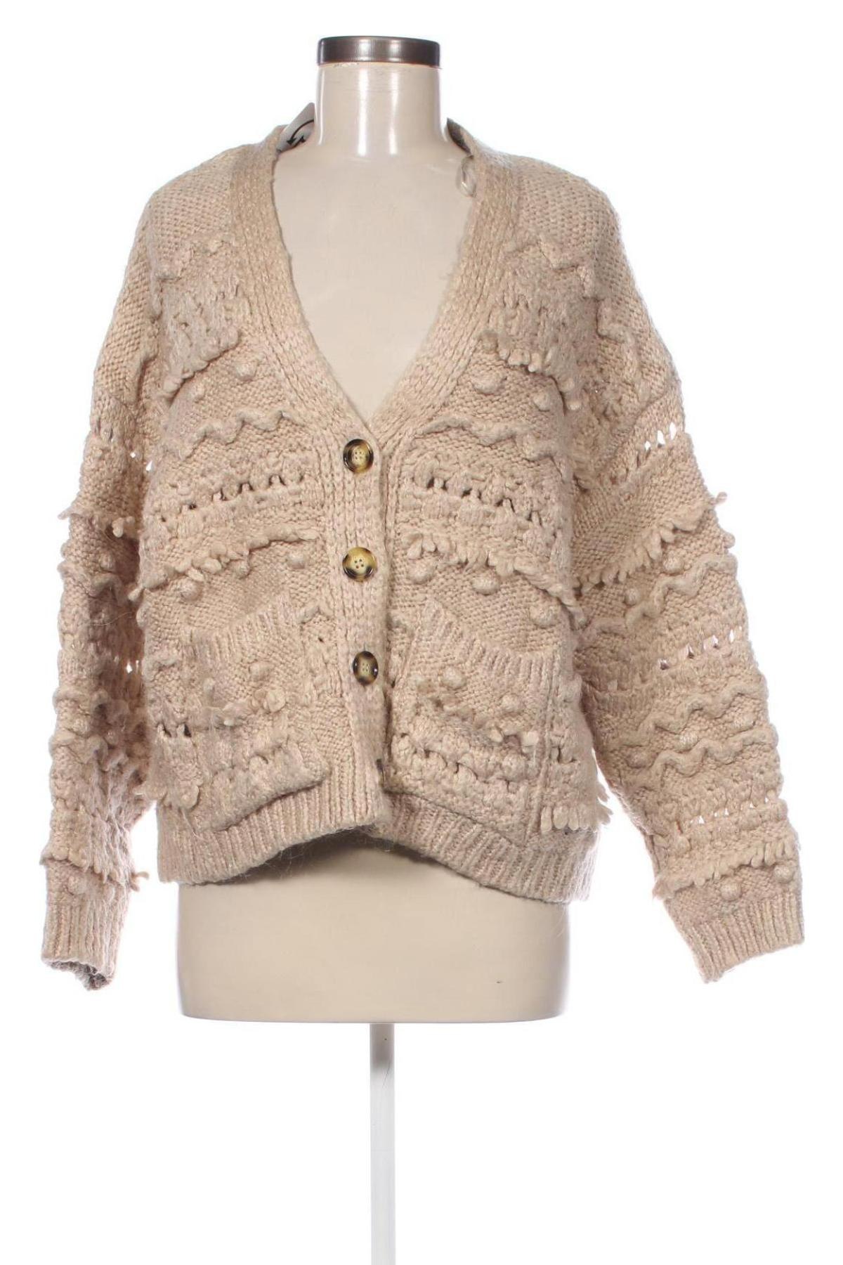 Cardigan de damă Zara, Mărime M, Culoare Bej, Preț 88,99 Lei