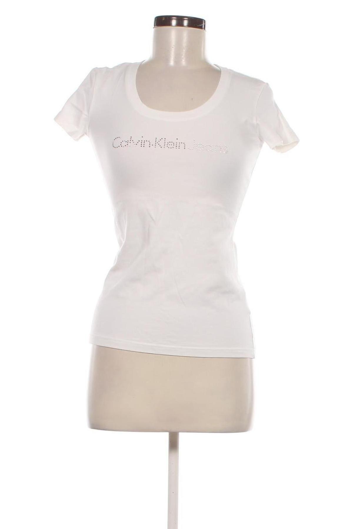 Damski T-shirt Calvin Klein, Rozmiar S, Kolor ecru, Cena 108,47 zł