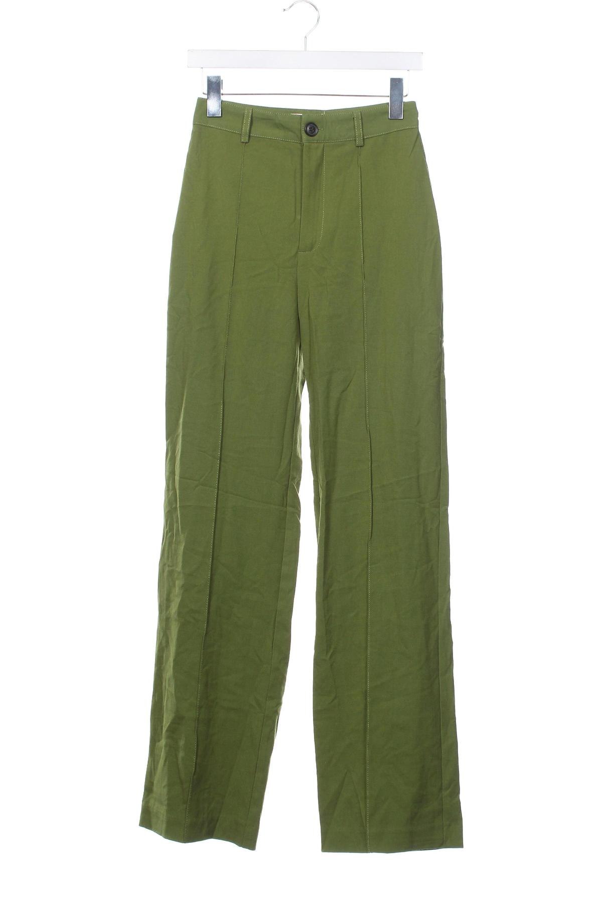 Pantaloni de femei Pull&Bear, Mărime XS, Culoare Verde, Preț 95,99 Lei