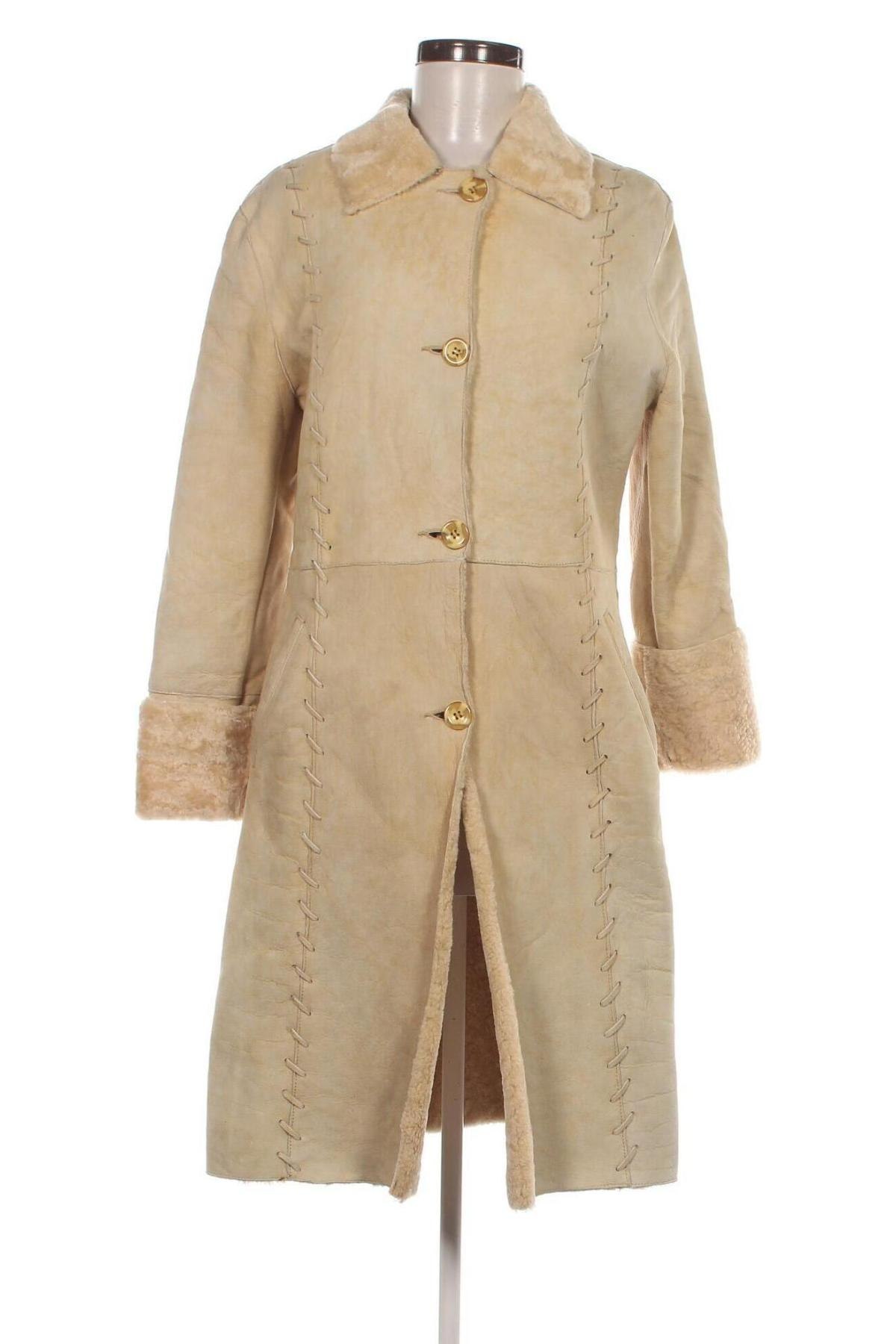 Damen Ledermantel, Größe M, Farbe Beige, Preis € 82,99