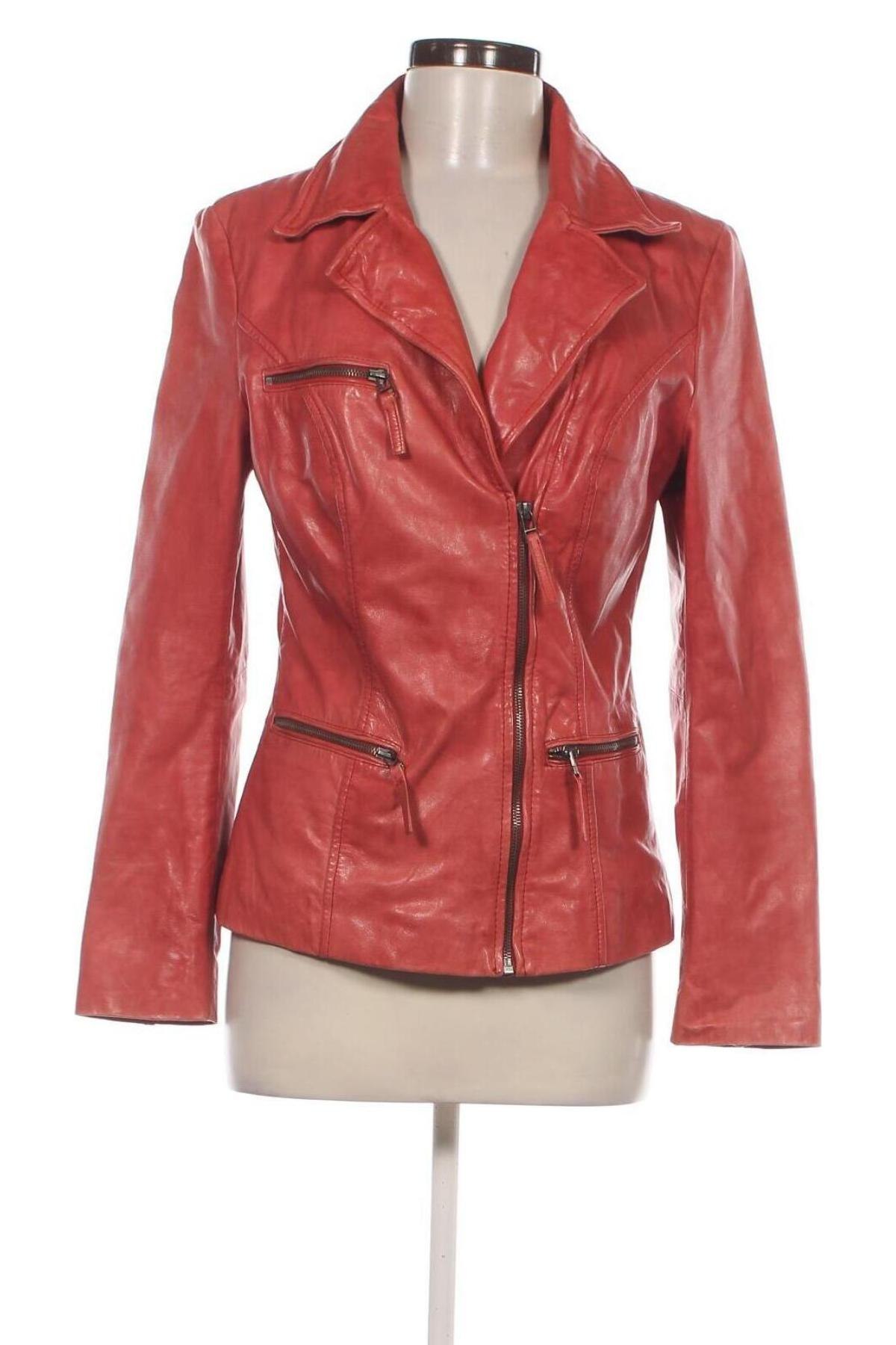 Damen Lederjacke, Größe S, Farbe Rot, Preis 32,99 €