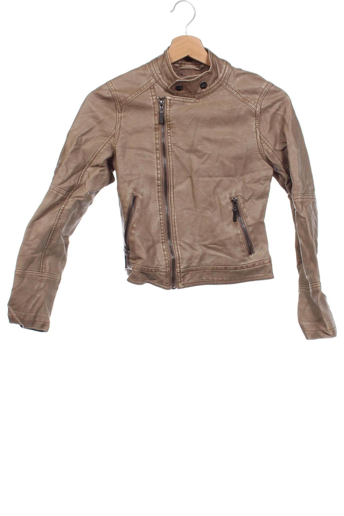 Kinder Lederjacke Charles Vogele, Größe 10-11y/ 146-152 cm, Farbe Beige, Preis 14,99 €