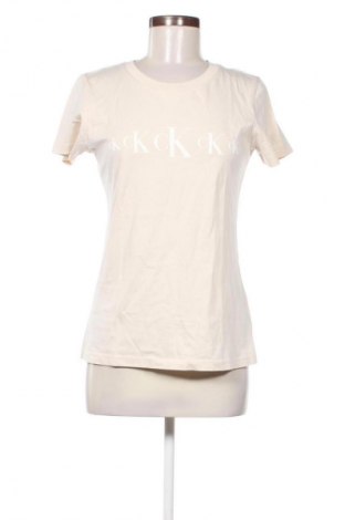 Damen T-Shirt Calvin Klein Jeans, Größe L, Farbe Ecru, Preis 17,38 €