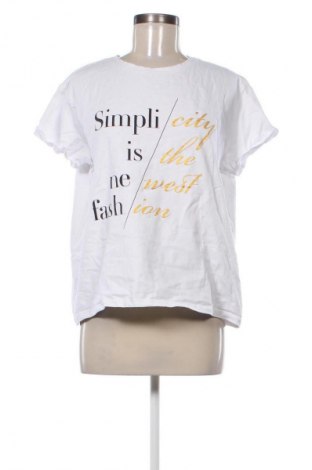 Damski T-shirt Sinsay, Rozmiar L, Kolor Biały, Cena 39,08 zł