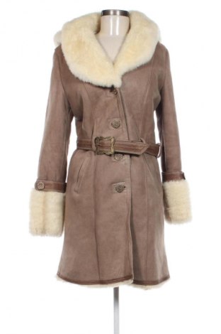 Damski skórzany płaszcz Unbranded, Rozmiar M, Kolor Beżowy, Cena 494,44 zł