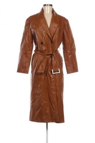 Дамско кожено палто Zara, Размер XS, Цвят Кафяв, Цена 172,04 лв.
