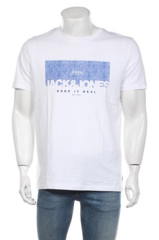 Мъжка тениска Jack & Jones, Размер L, Цвят Бял, Памук, Цена 20,30 лв.