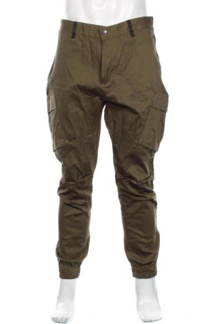 Мъжки панталон SikSilk, Размер L, Цвят Зелен, 97% памук, 3% еластан, Цена 50,40 лв.