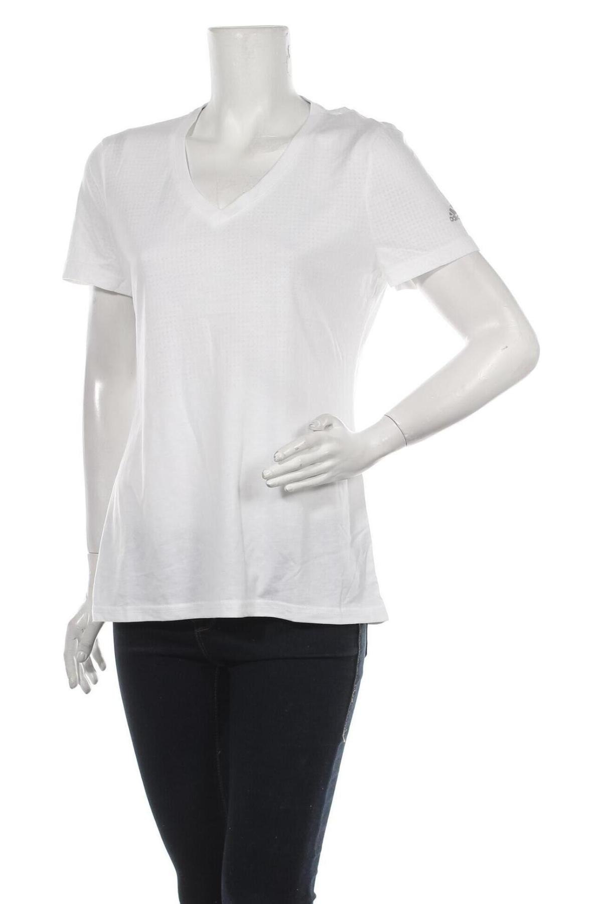 Damen T-Shirt Adidas, Größe XL, Farbe Weiß, 65% Polyester, 35% Baumwolle, Preis 27,17 €