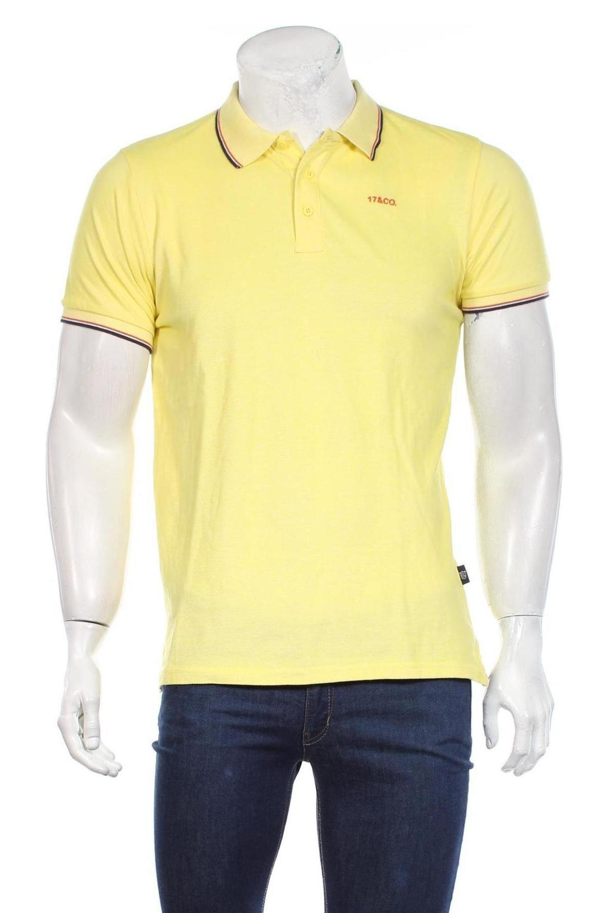 Мъжка тениска 17 & Co., Размер M, Цвят Жълт, Памук, Цена 13,12 лв.