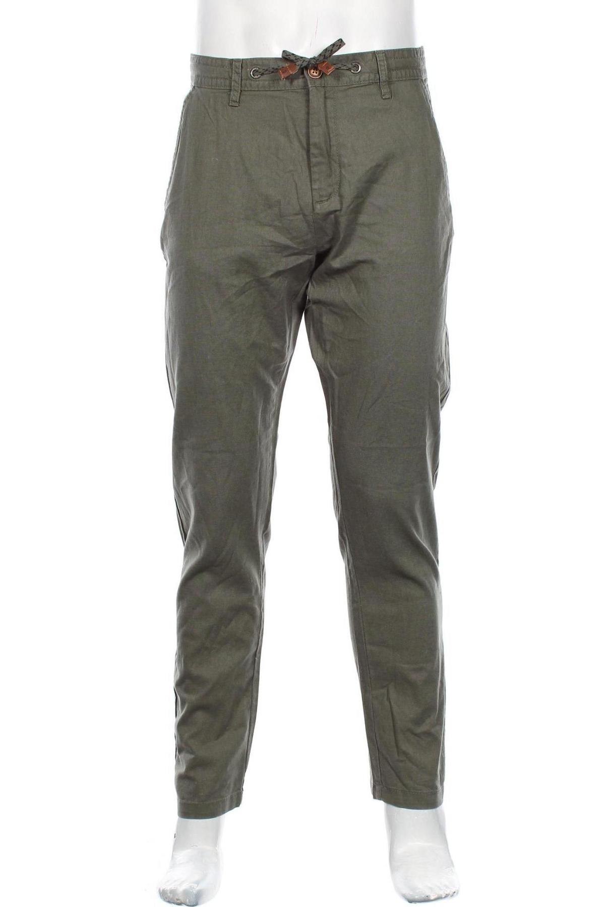 Мъжки панталон Indicode, Размер L, Цвят Зелен, 55% лен, 45% памук, Цена 24,49 лв.