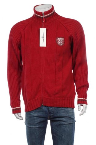 Jachetă tricotată de bărbați Tom Tailor, Mărime L, Culoare Roșu, Bumbac, Preț 161,02 Lei