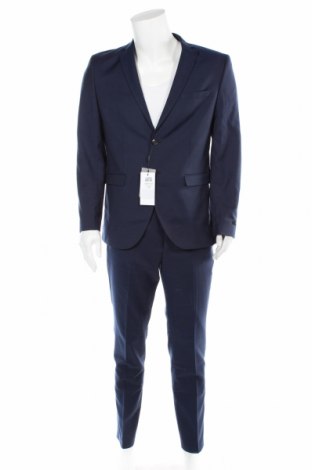 Męski garnitur Premium By Jack & Jones, Rozmiar L, Kolor Niebieski, 77% poliester, 22% wełna, 1% elastyna, Cena 331,37 zł