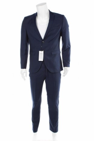Costum de bărbați Premium By Jack & Jones, Mărime L, Culoare Albastru, 77% poliester, 22% lână, 1% elastan, Preț 504,77 Lei