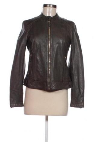 Дамско кожено яке Massimo Dutti, Размер S, Цвят Зелен, Цена 128,89 лв.