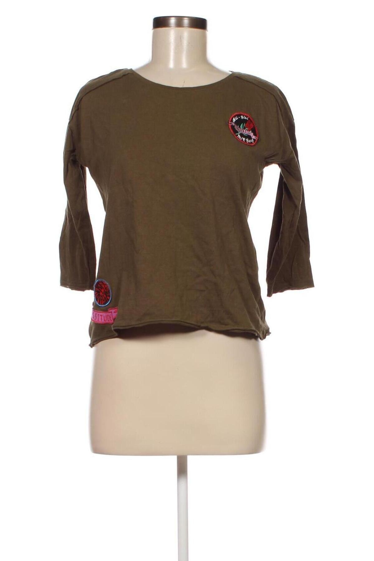 Γυναικεία μπλούζα Yfl Reserved, Μέγεθος XS, Χρώμα Πράσινο, Τιμή 1,64 €