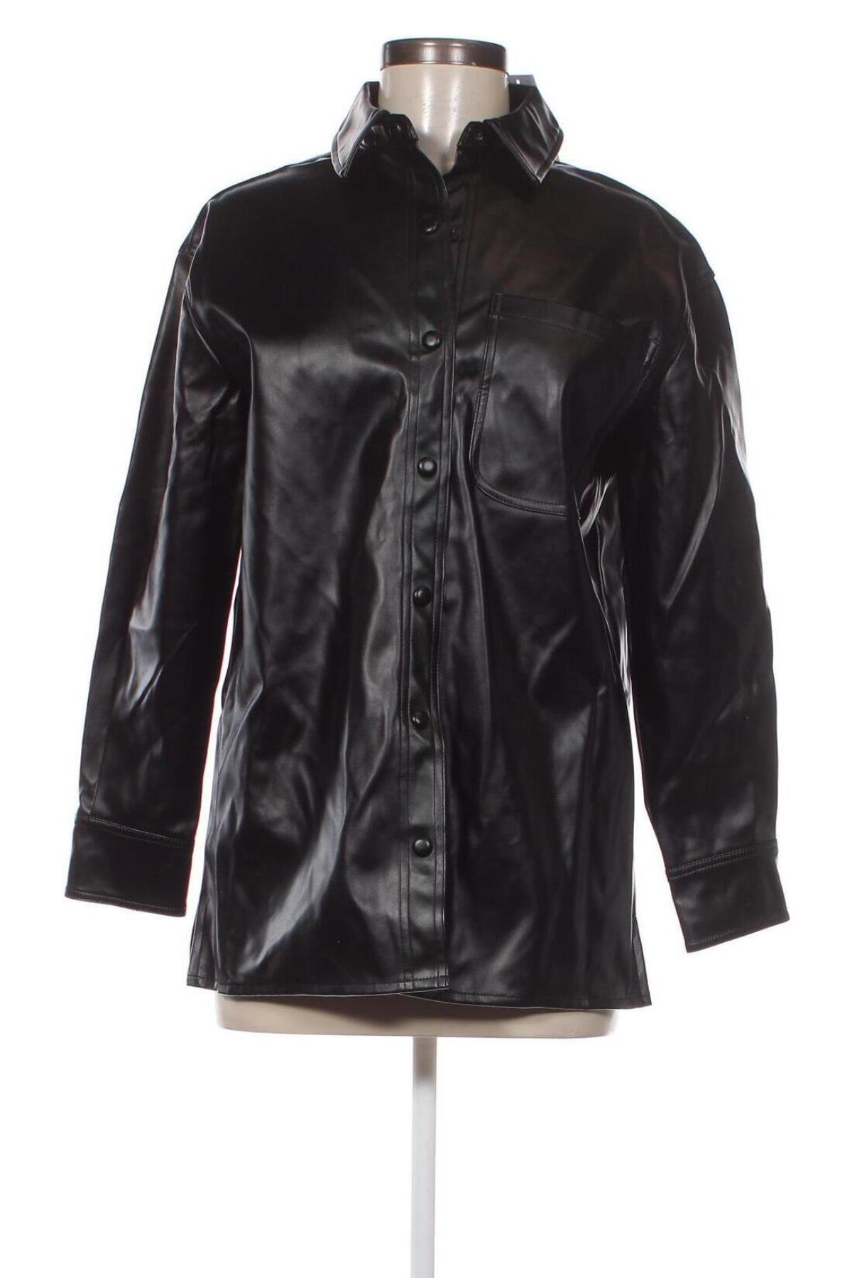 Дамска кожена риза Miss Selfridge, Размер XS, Цвят Черен, Цена 23,12 лв.