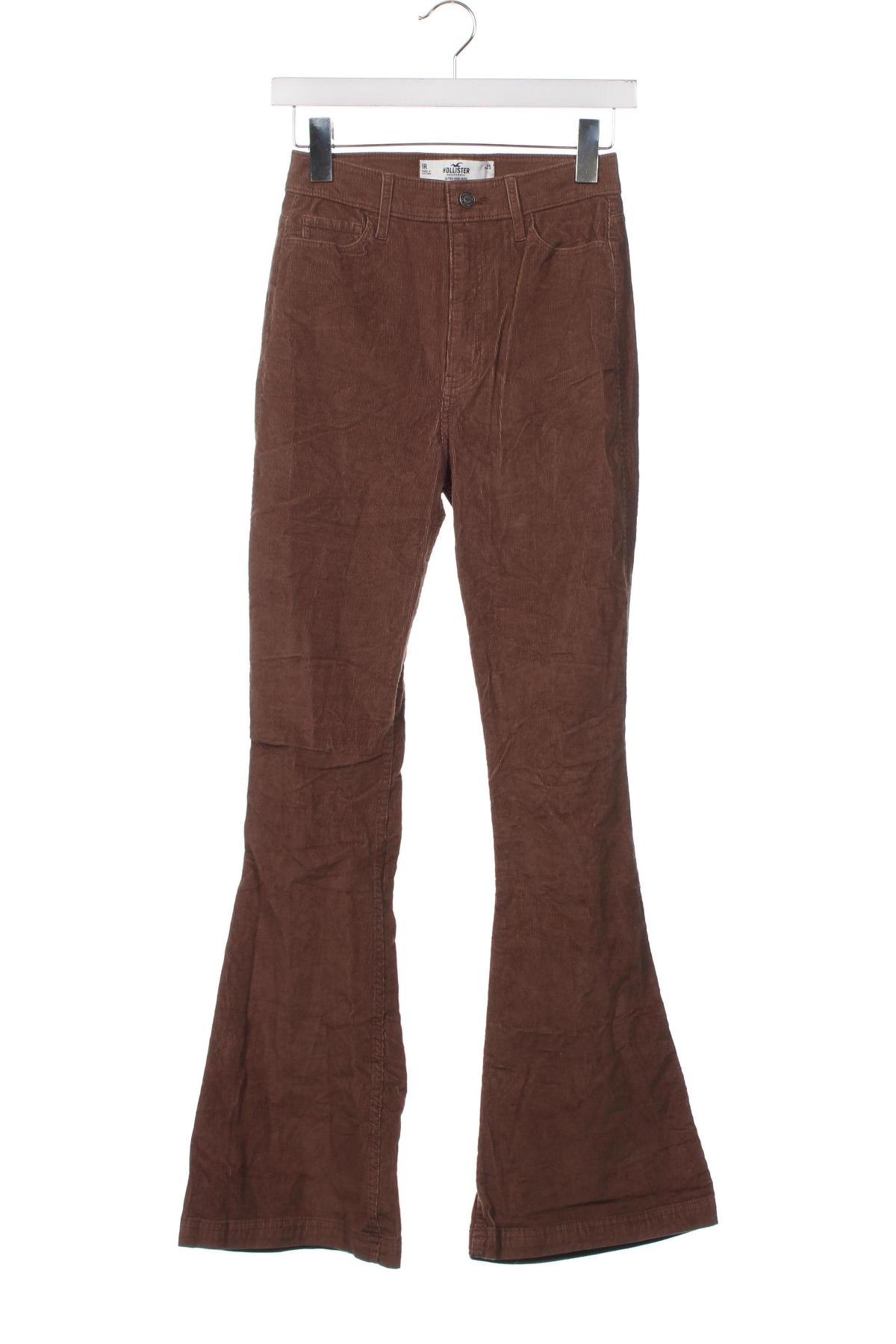 Pantaloni de velvet de femei Hollister, Mărime S, Culoare Maro, Preț 31,48 Lei