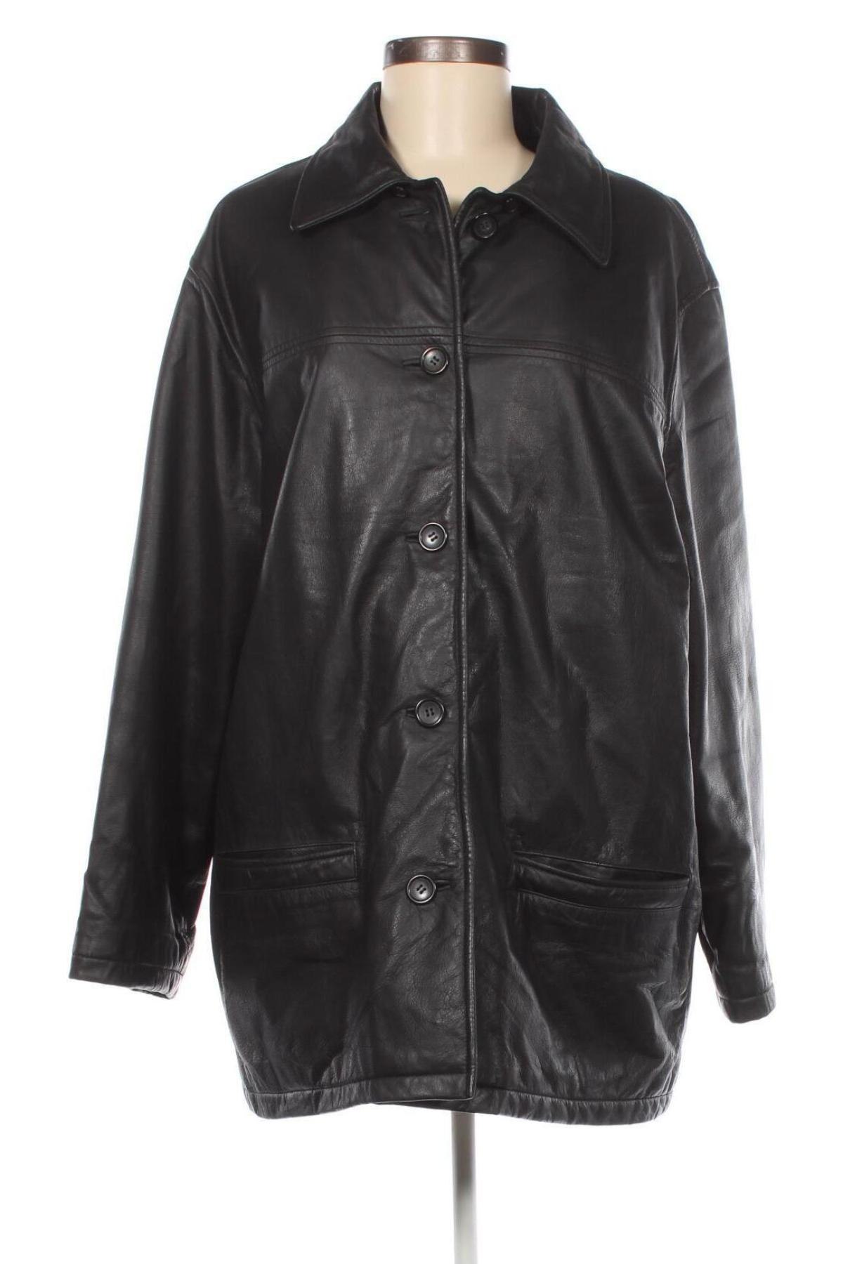 Γυναικείο δερμάτινο μπουφάν, Μέγεθος XL, Χρώμα Μαύρο, Τιμή 15,22 €