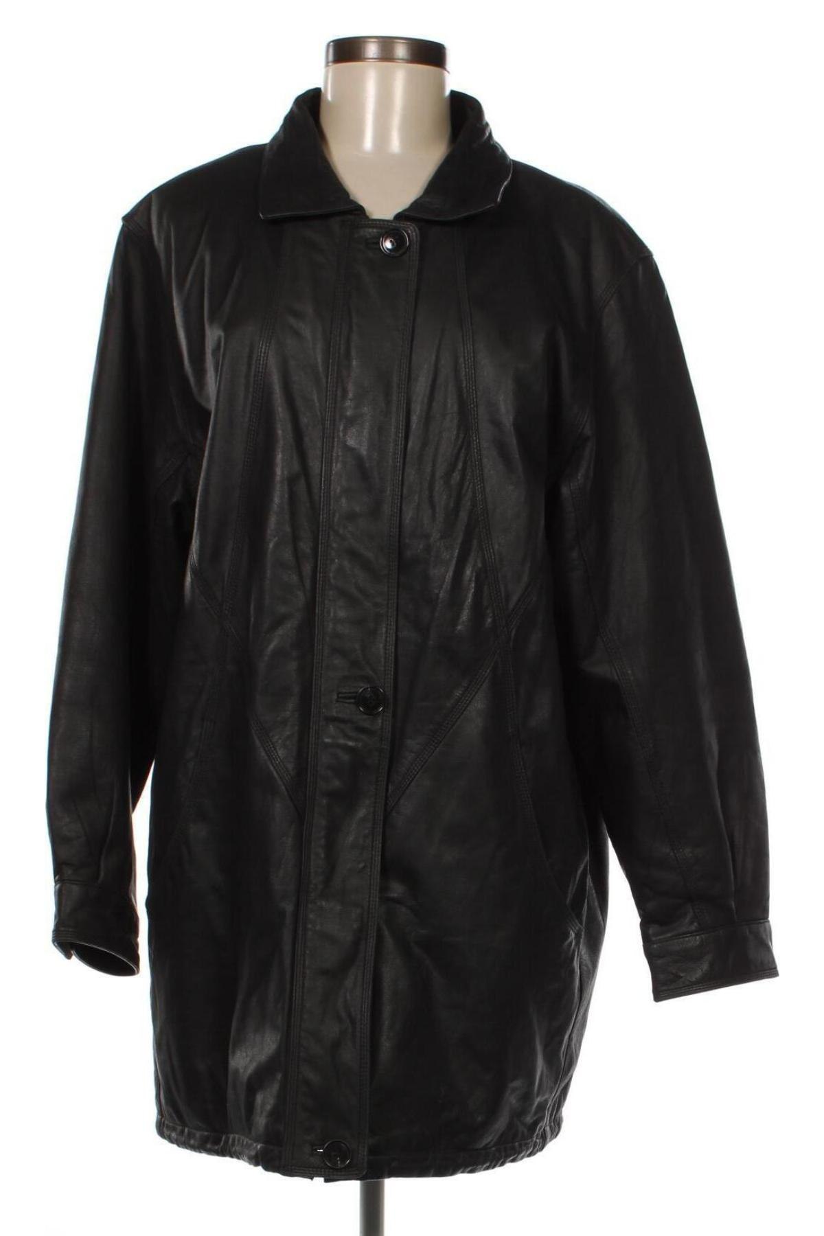 Дамско кожено яке, Размер XL, Цвят Черен, Цена 16,05 лв.
