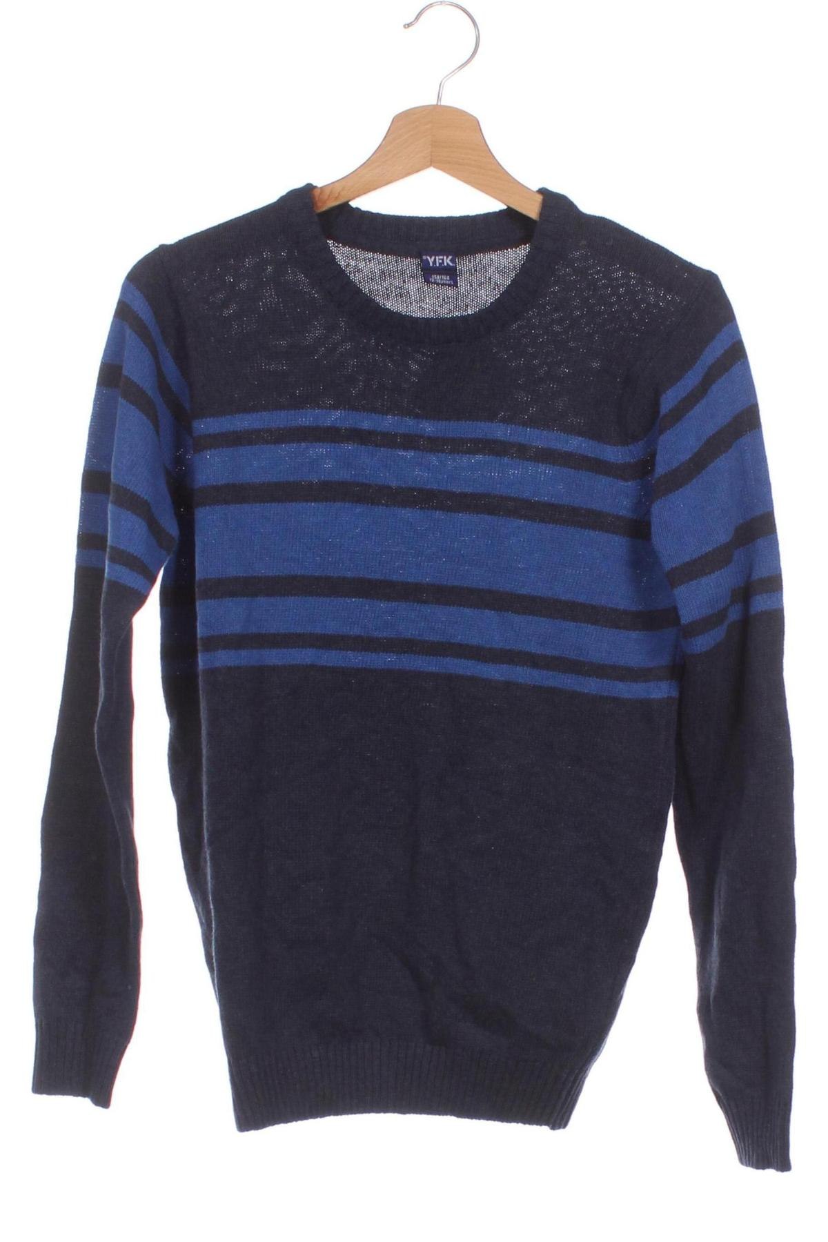 Детски пуловер Yfk, Размер 12-13y/ 158-164 см, Цвят Син, Цена 5,88 лв.