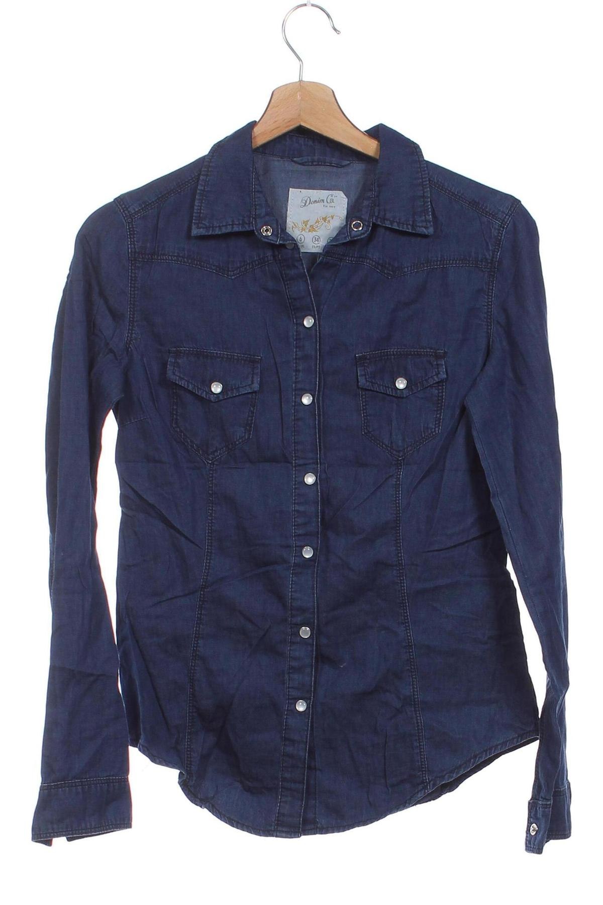 Damenbluse Denim&Co., Größe XS, Farbe Blau, Preis 17,99 €