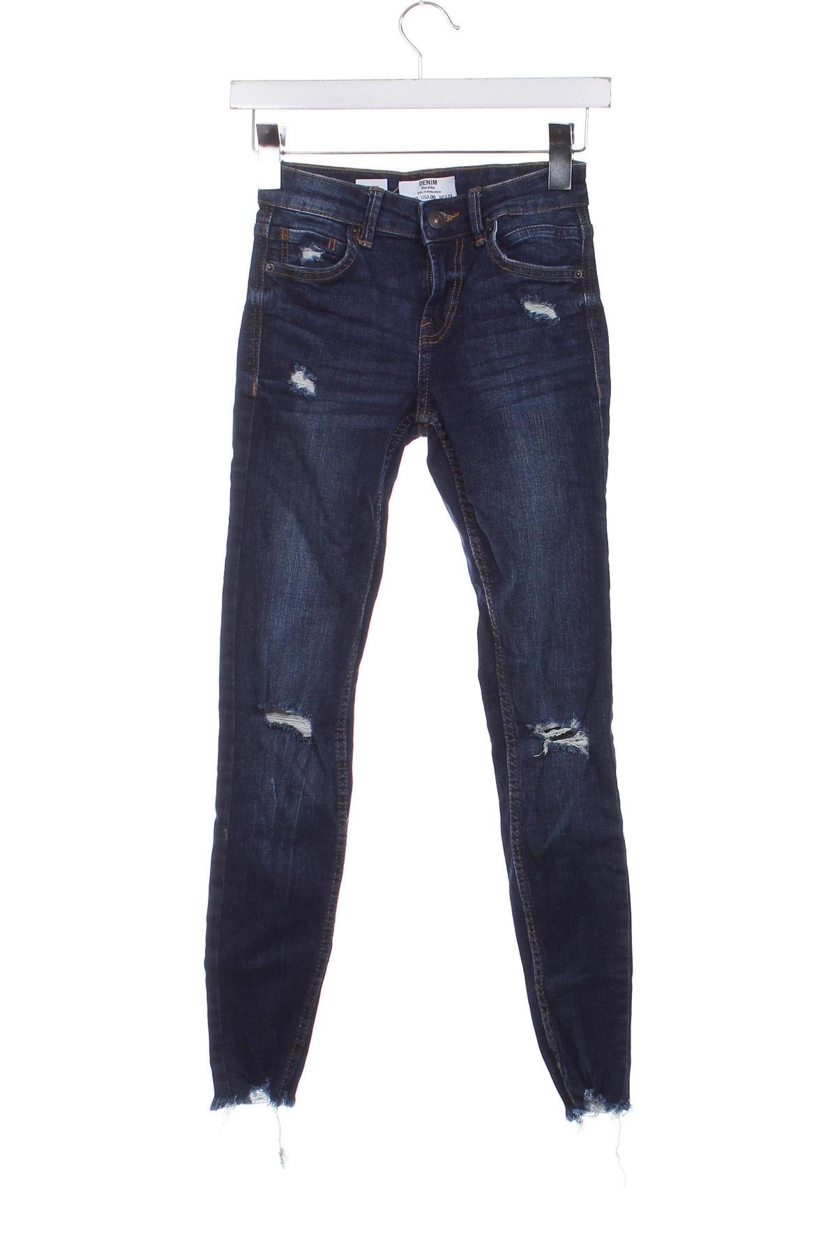 Damskie jeansy Bershka, Rozmiar XXS, Kolor Niebieski, Cena 41,99 zł