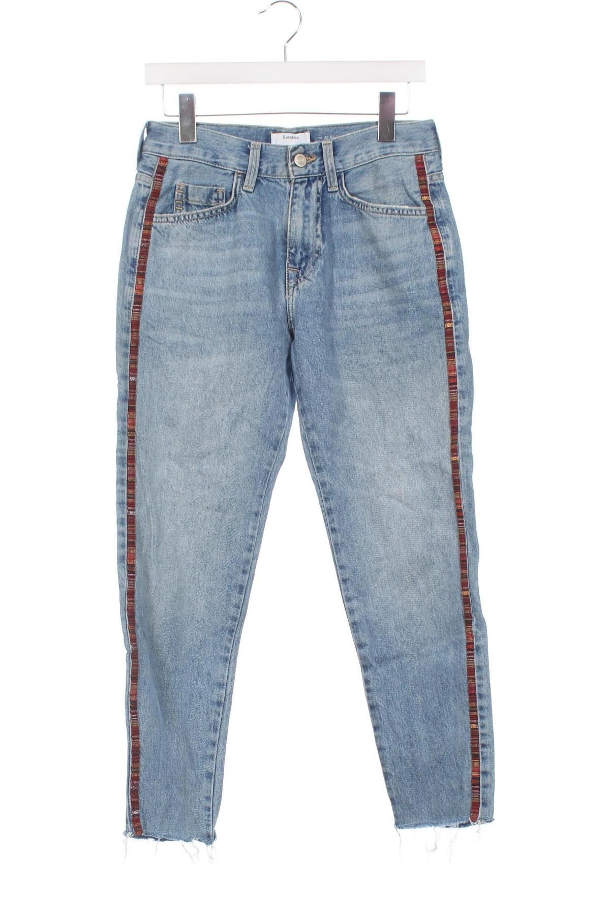 Damskie jeansy Bershka, Rozmiar XS, Kolor Niebieski, Cena 43,99 zł