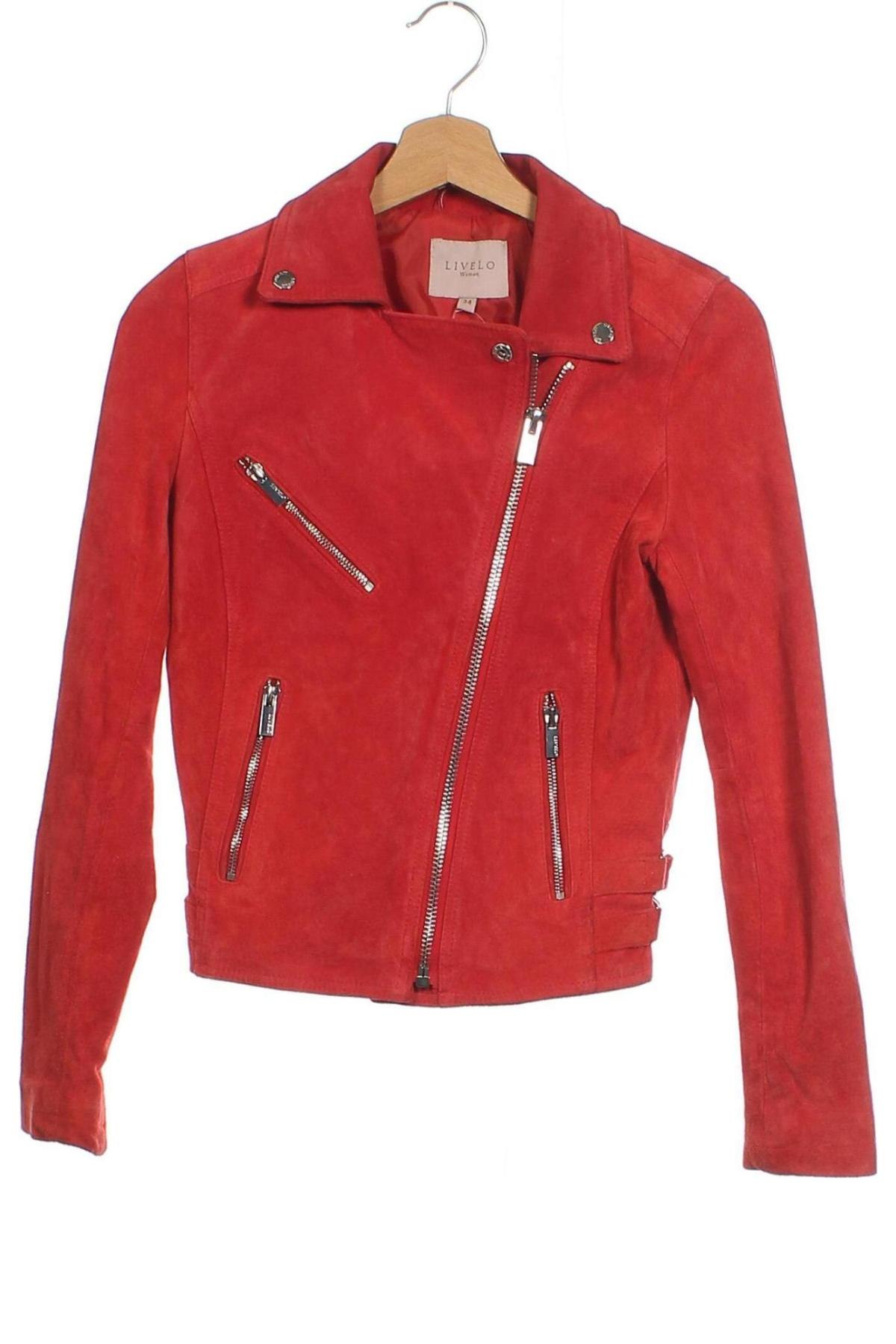 Damen Lederjacke, Größe XS, Farbe Rot, Preis € 37,99