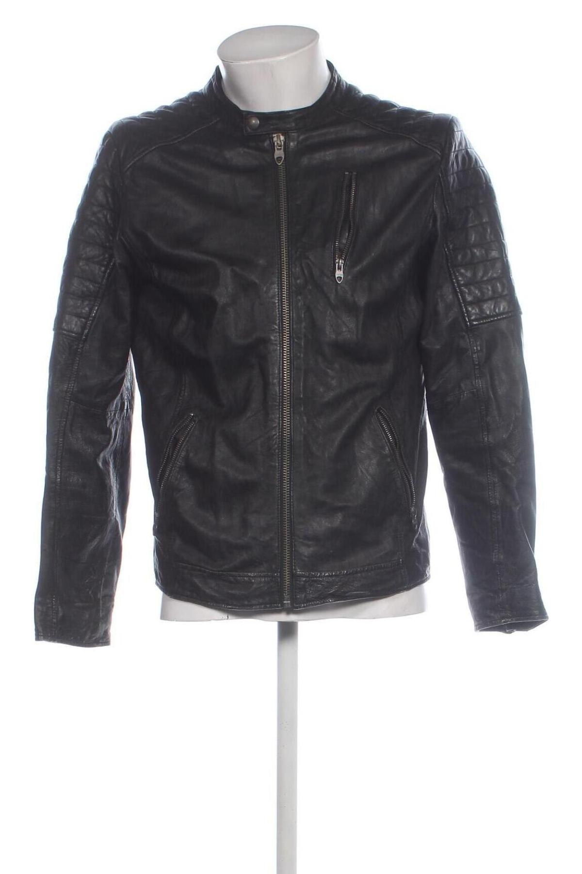 Herren Lederjacke Jack & Jones, Größe L, Farbe Schwarz, Preis € 95,99