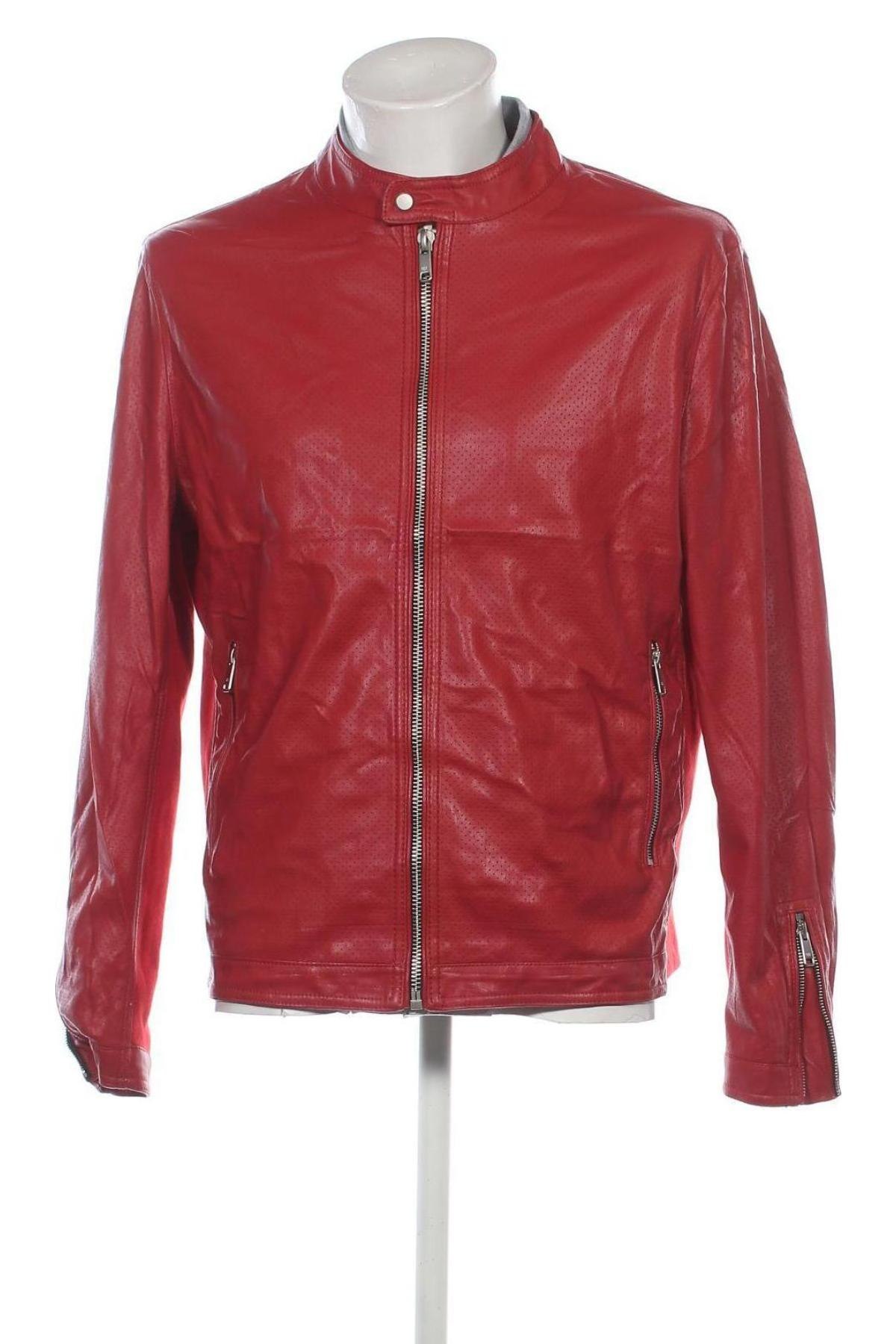 Herren Lederjacke Zara, Größe L, Farbe Rot, Preis 28,99 €