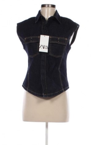 Дамска риза Zara, Размер M, Цвят Син, Цена 62,00 лв.