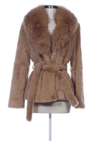 Damski skórzany płaszcz Kara, Rozmiar S, Kolor Beżowy, Cena 425,33 zł