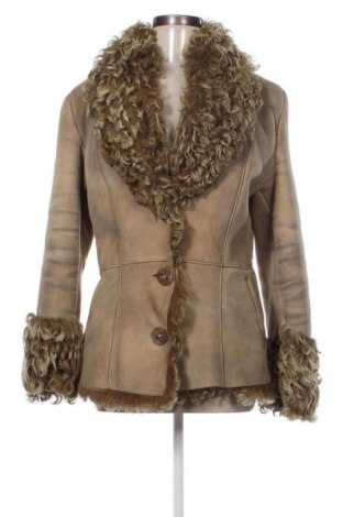 Damen Ledermantel Shearling, Größe M, Farbe Braun, Preis 280,32 €