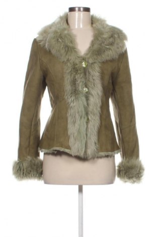 Дамско кожено палто Unbranded, Размер L, Цвят Зелен, Цена 215,08 лв.