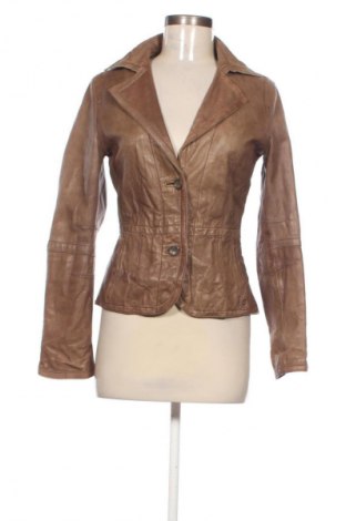 Дамско кожено яке Mango, Размер M, Цвят Кафяв, Цена 82,00 лв.