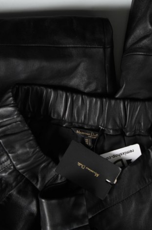 Дамски кожен панталон Massimo Dutti, Размер L, Цвят Черен, Естествена кожа, Цена 404,25 лв.